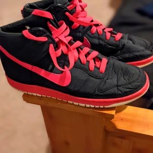 Hot Pink and Black Nylon Nike Dunks